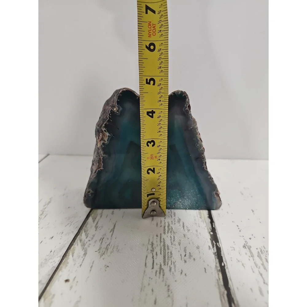 Teal Blue Agate Geode Bookends